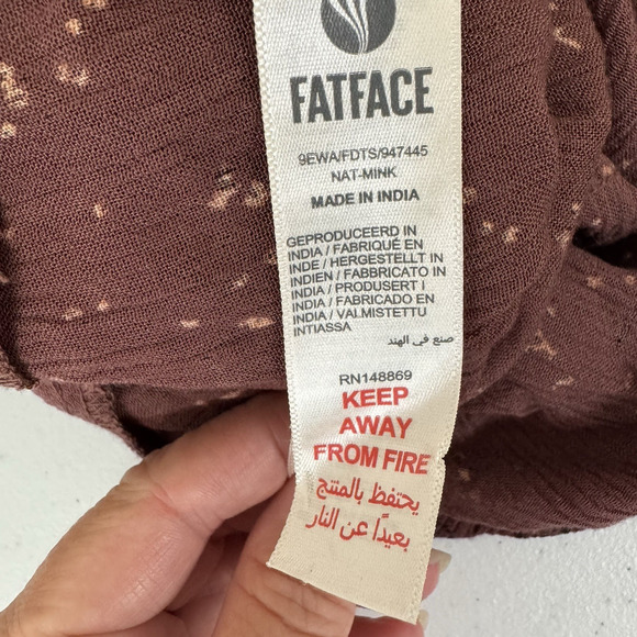 Fat Face Odette Tonal Leopard Dress Womens US Sz 8 Maxi Flutter Sleeve Tie Belt - Picture 14 of 16